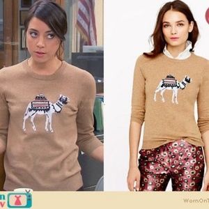 J.Crew Wool/Cashmere Embroidered Camel Sweater